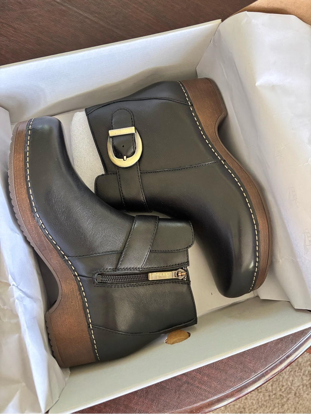 Dansko Brennan Black Leather Ankle Booties | Clog Heel | Size EU 39 / US 9 - Picture 6 of 8